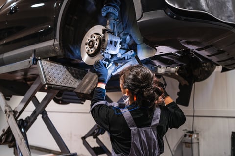 Female mechanic working